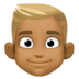 👱🏾‍♂️ man: medium-dark skin tone, blond hair display on Facebook